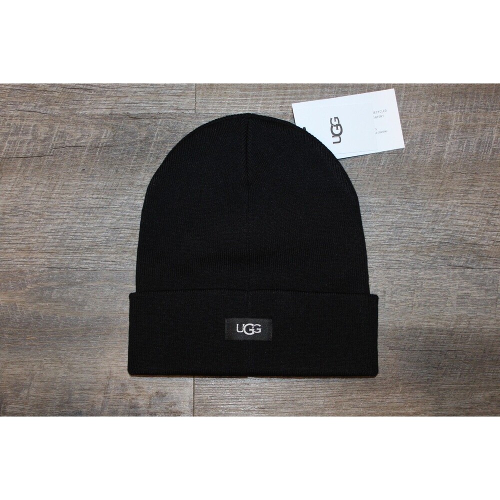 UGG‎ UNISEX WOMEN'S MEN'S KNIT CUFF WOOL BLEND BEANIE HAT BLACK OSFA NEW
